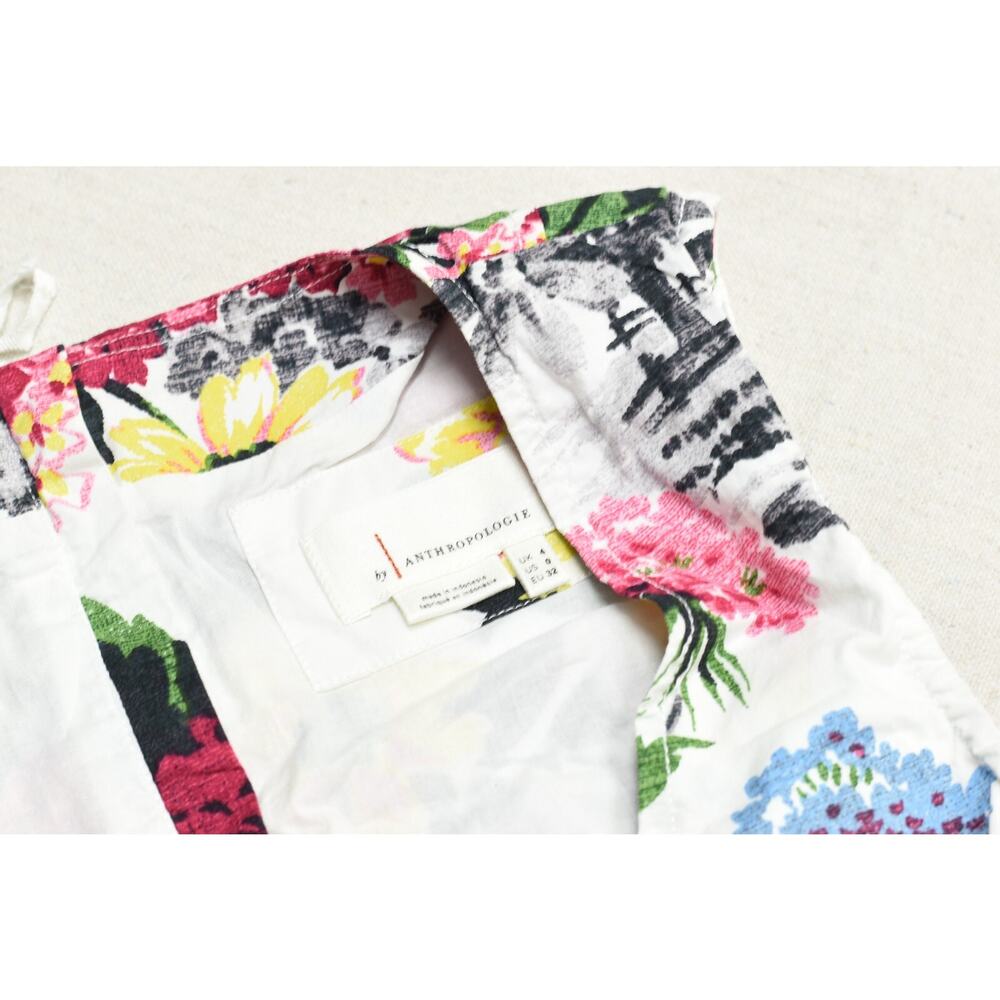 Anthropologie Women's Fit & Flare Dress Midi Floral Cotton Multicolor Size 0 - Picture 6 of 8